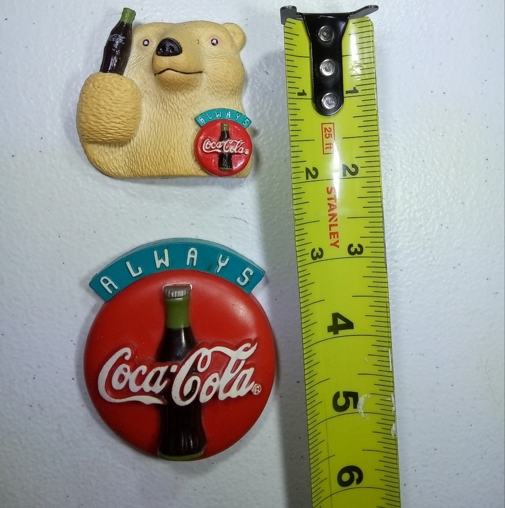 1995 Always Coca-Cola Magnets Polar Bear Coke Bottle Rubber Vintage Collectors